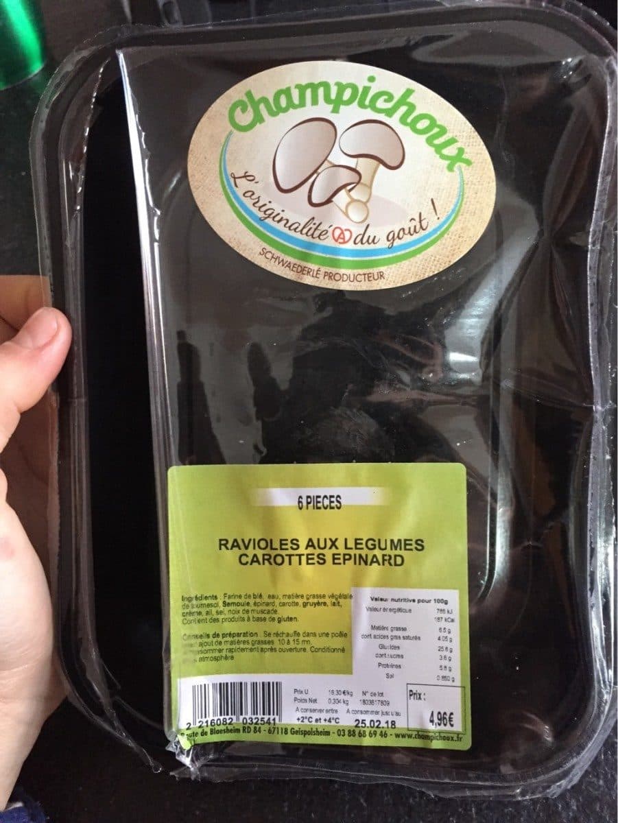Champichoux Ravioles aux légumes carottes epinard packshot