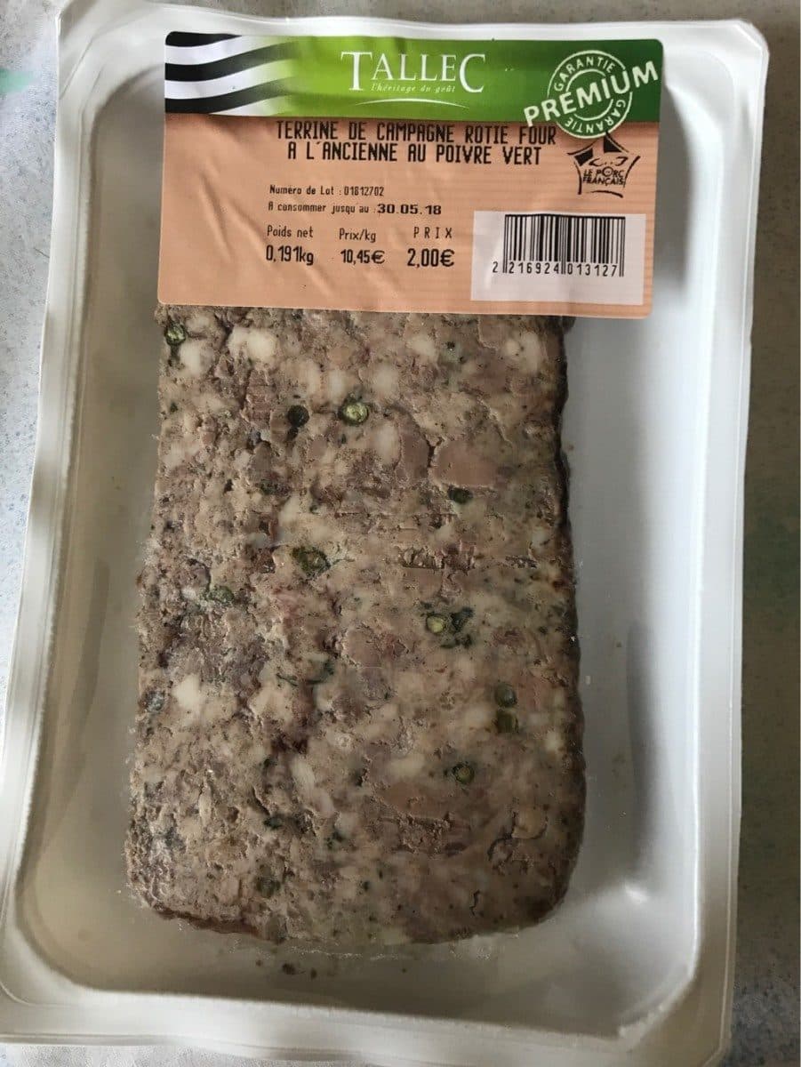 Tallec Terrine de campagne rotie four à l'ancienne au poivre vert packshot