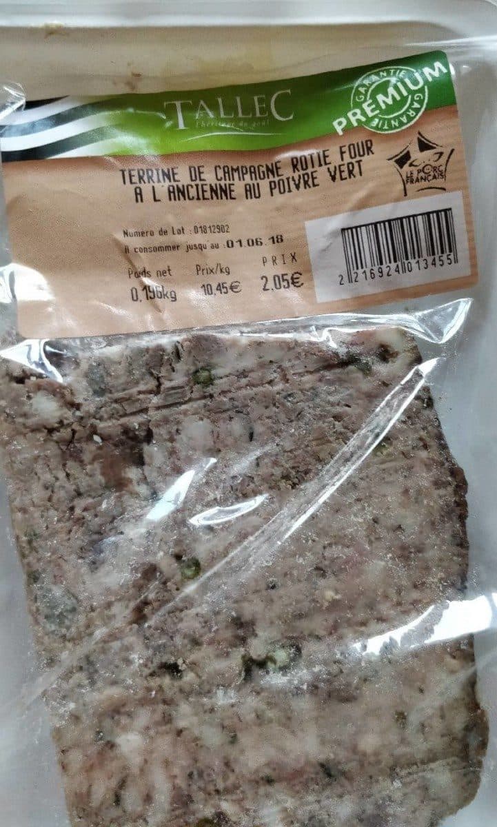 Tallec Terrine de campagne rôtie four à l'ancienne au poivre vert packshot