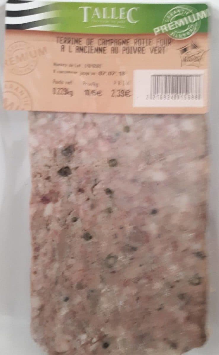 Tallec Terrine de campagne rôti four à l'ancienne au poivre vert packshot