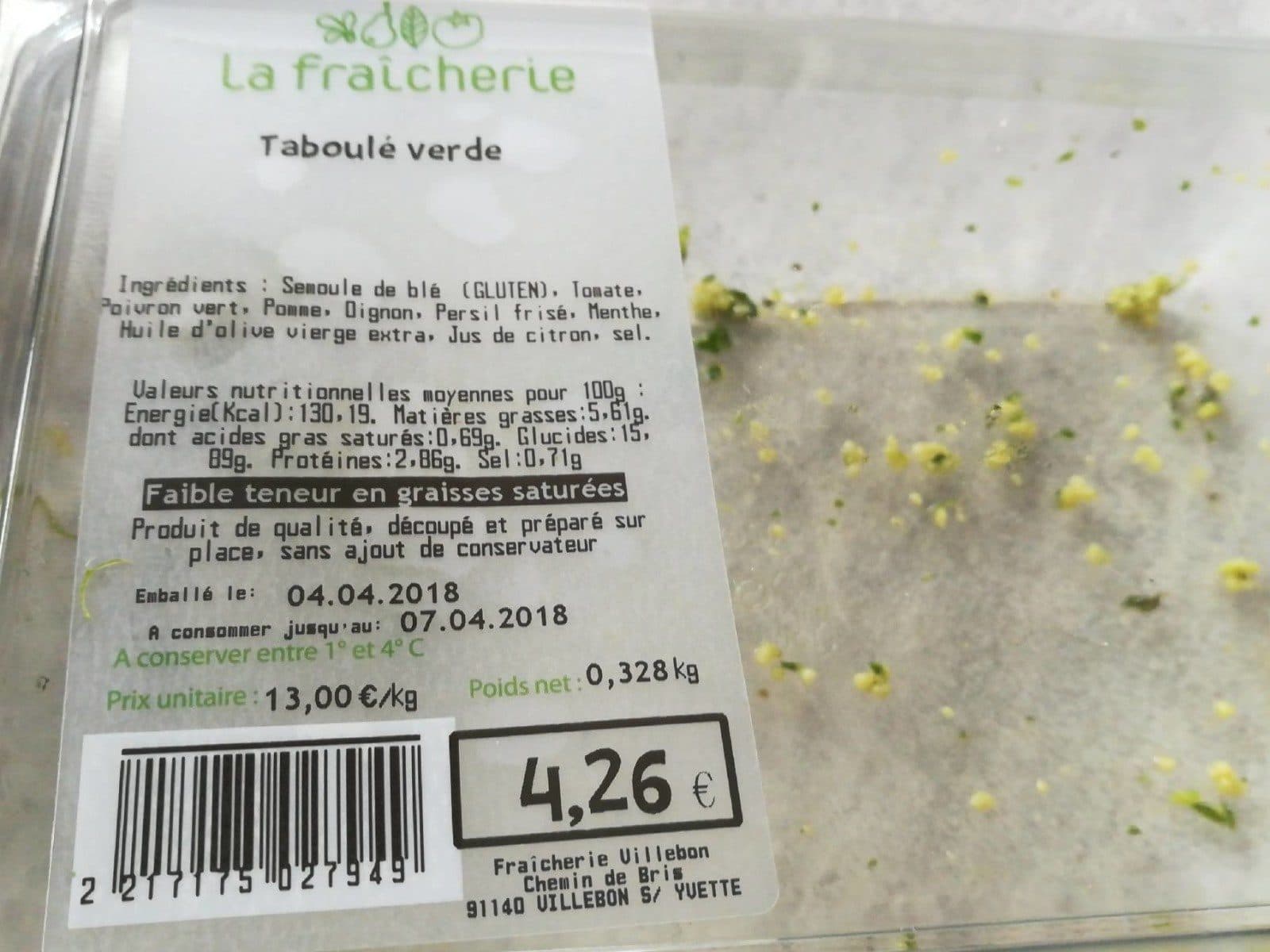 Open Food Facts La fraicherie Taboulé verde packshot