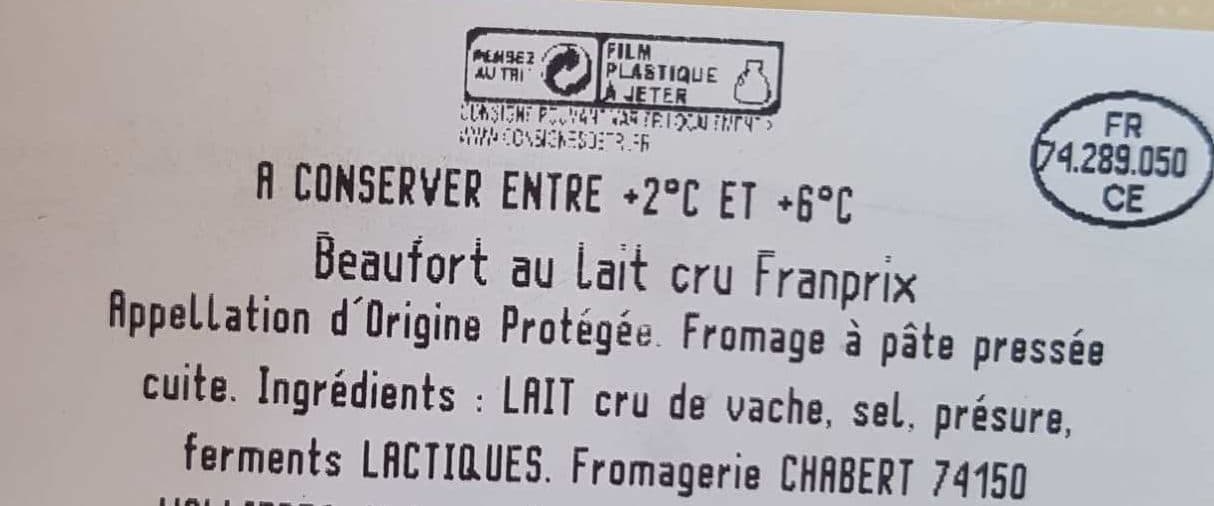 Franprix Beaufort au Lait Cru packshot