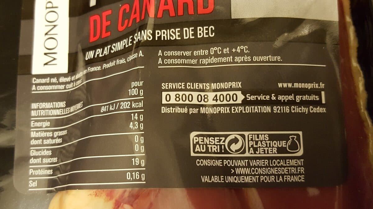 Monoprix Filet de canard packshot