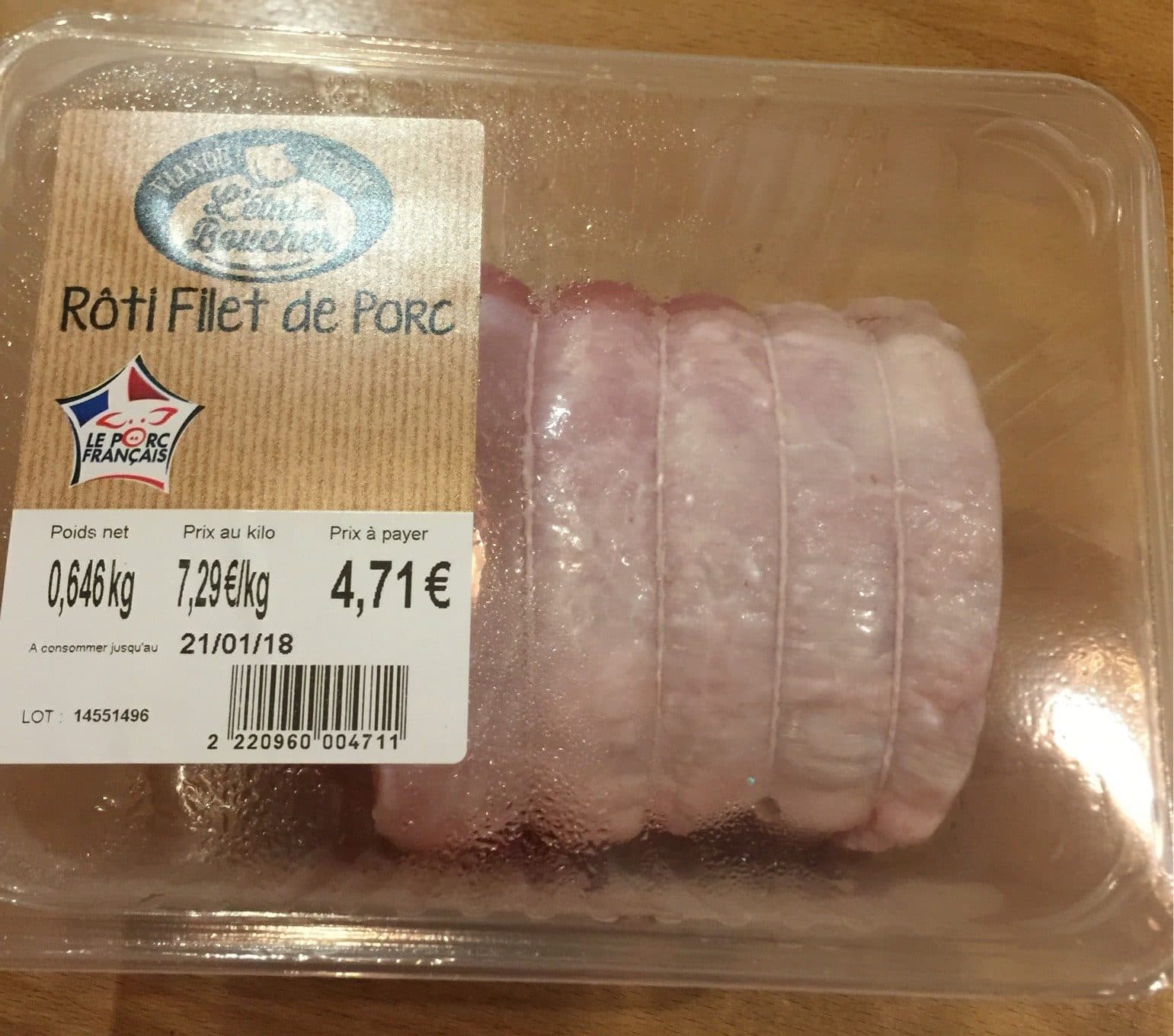 L’etal Du Boucher Roti filet de porc packshot