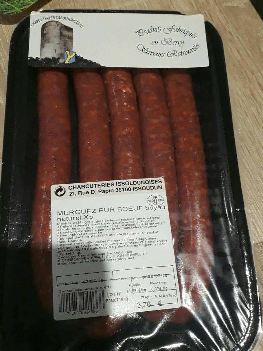 Open Food Facts Merguez pur boeuf noyau naturel x5 packshot