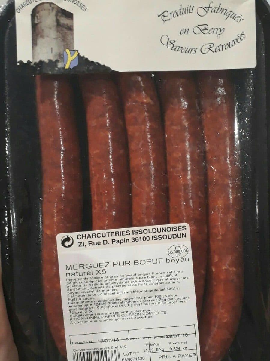 Open Food Facts Merguez pur boeuf noyau naturel x5 packshot