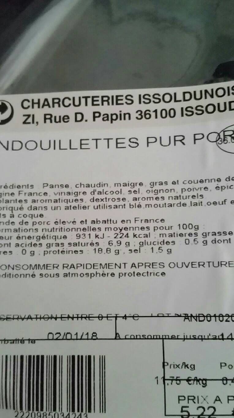 Charcuteries Issoldunoises Andouillettes pur porc packshot