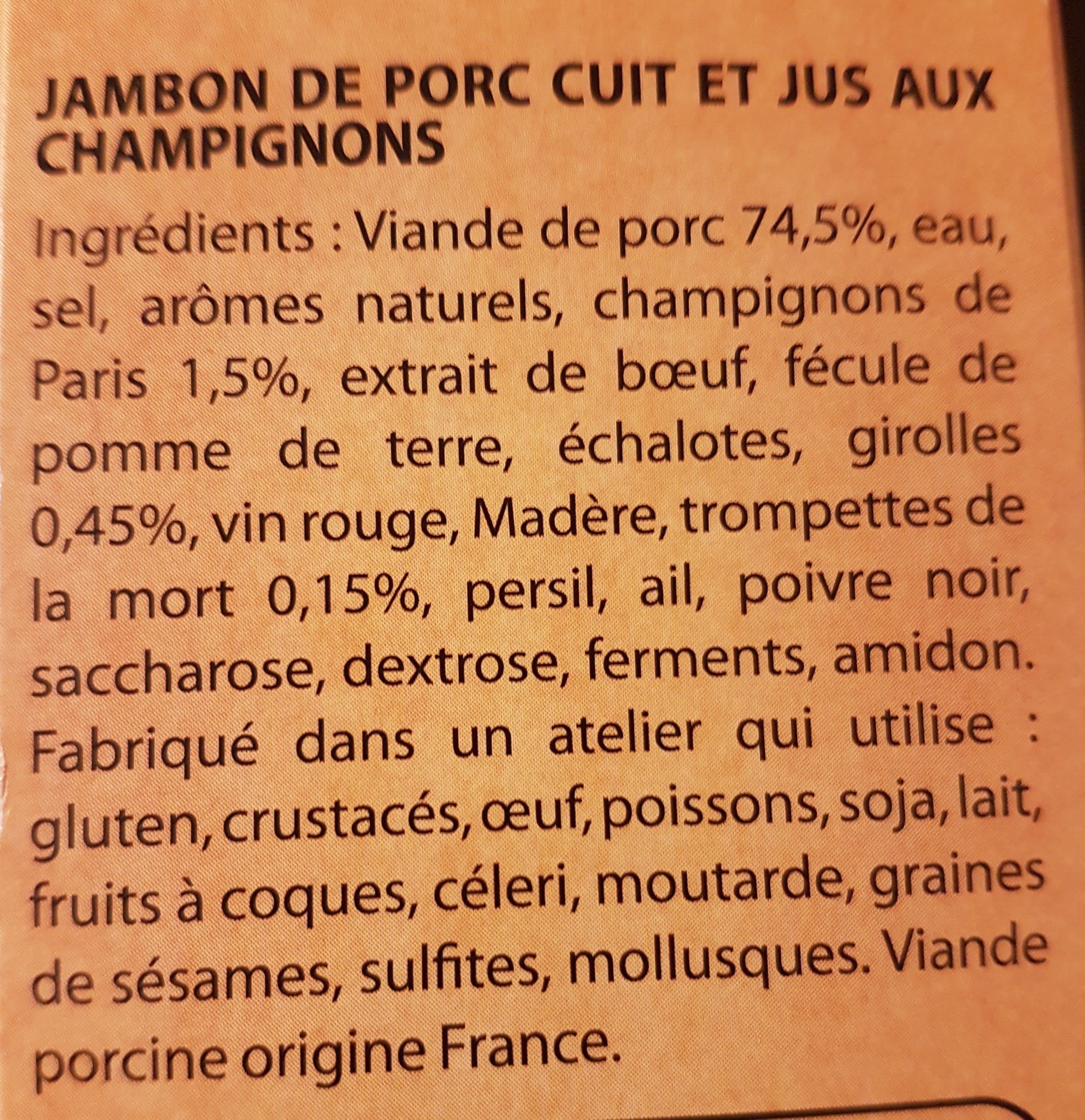 Bigard Jambon de porc fondant et son jus aux champignons packshot