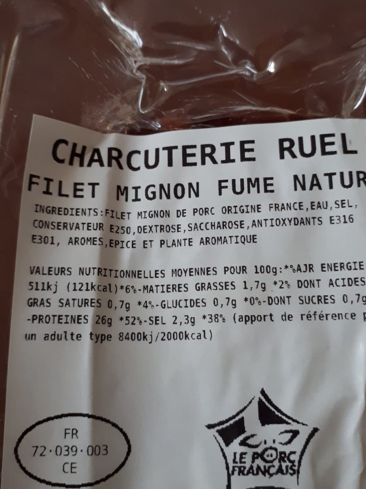 Charcuterie Ruel filet mignon fumé nature packshot