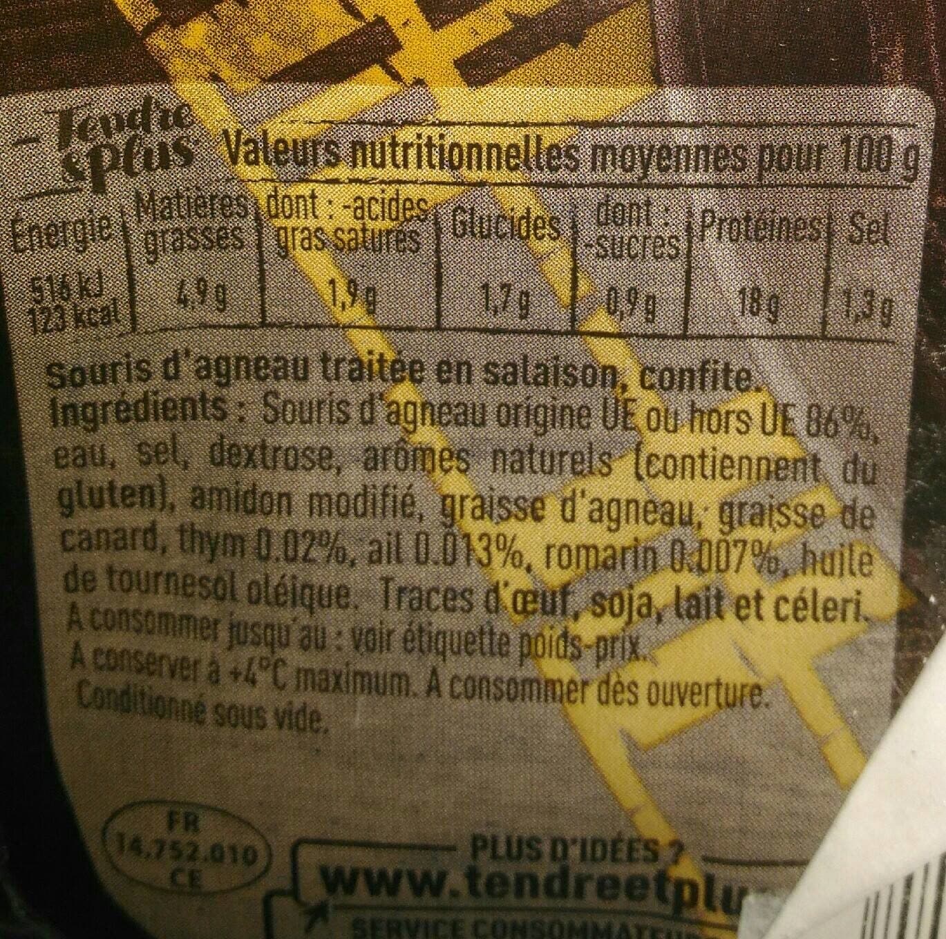 Tendre & Plus Souris d'agneau confite packshot
