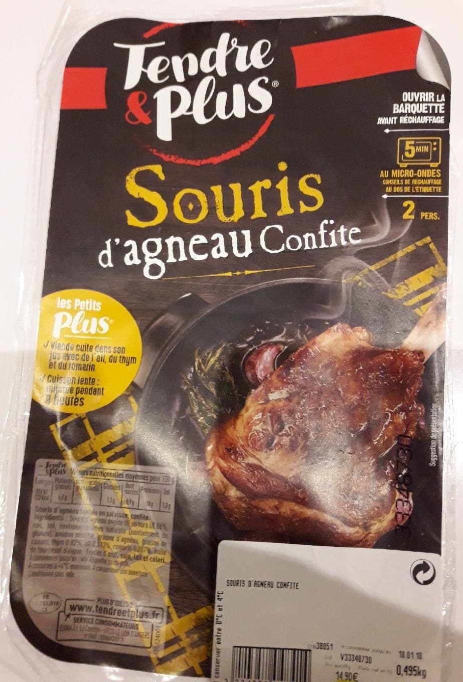 Tendre & Plus Souris d agneau confite packshot