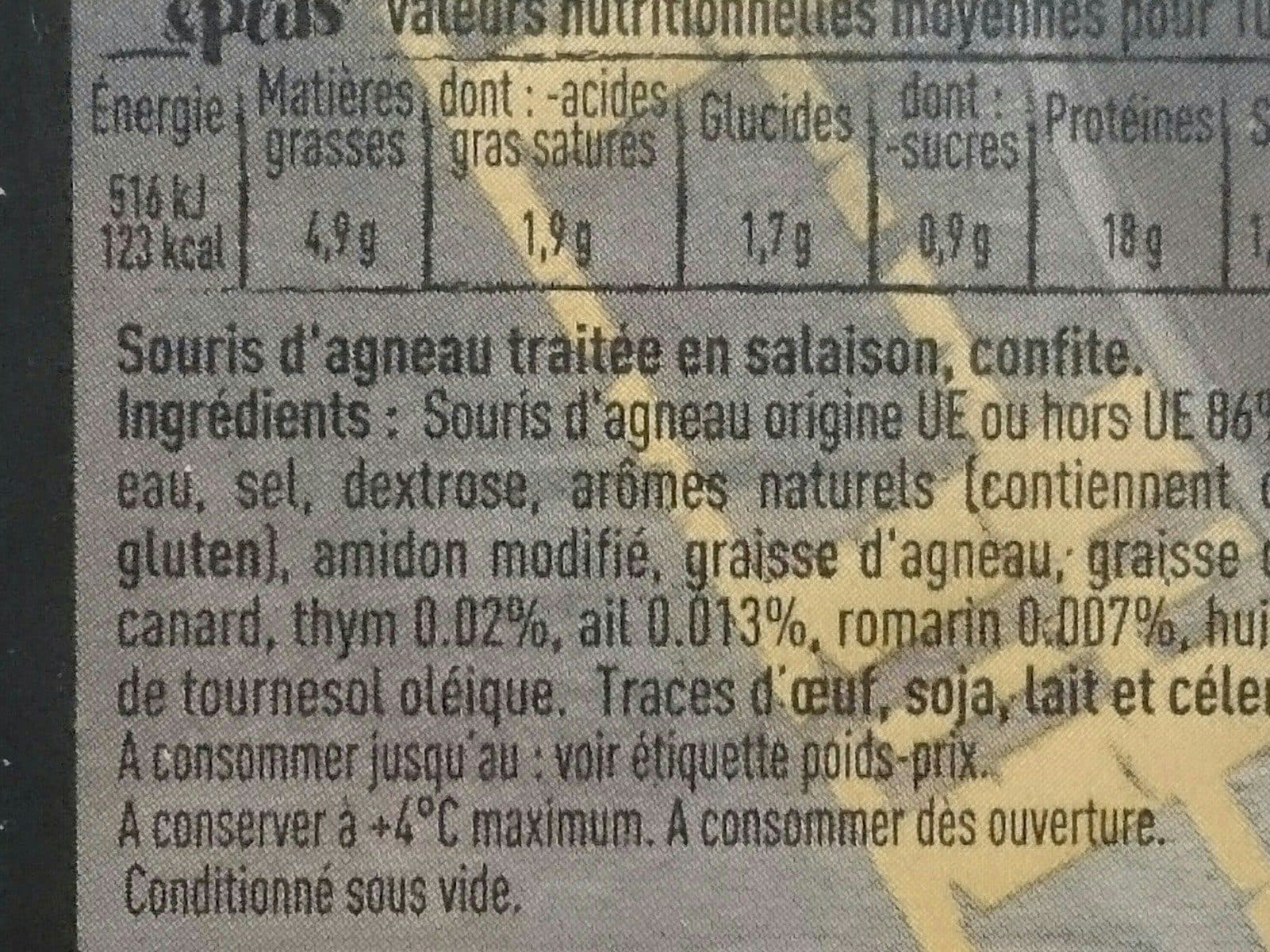Tendre & Plus Souris d'agneau confite packshot