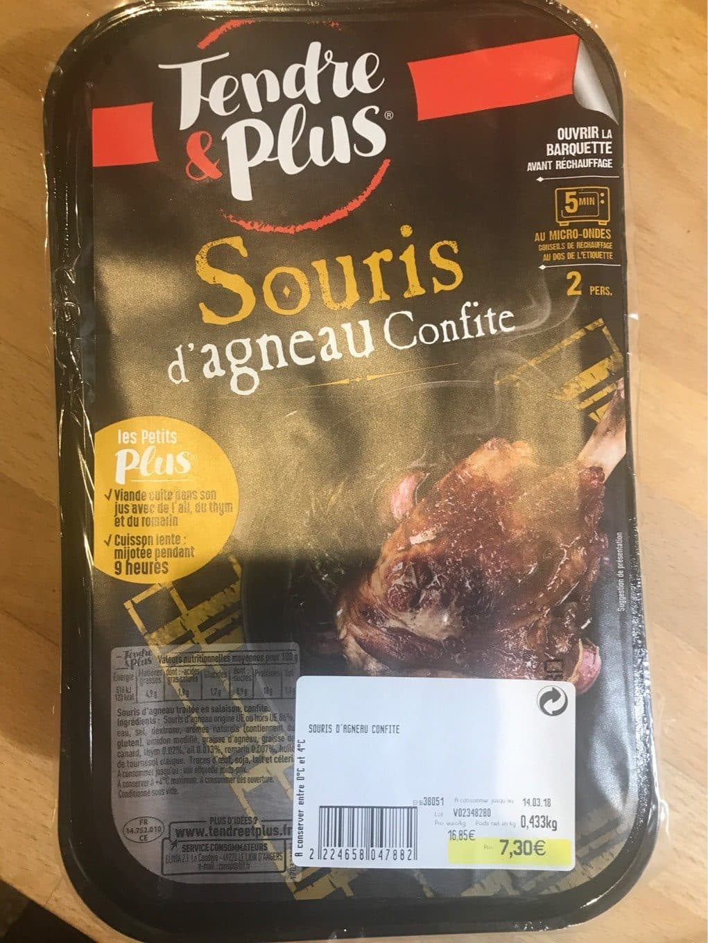 Tendre & Plus Souris d agneau confite packshot