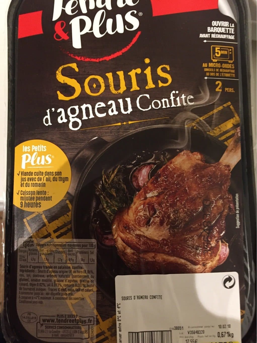 Tendre Et Plus Souris agneau confite packshot