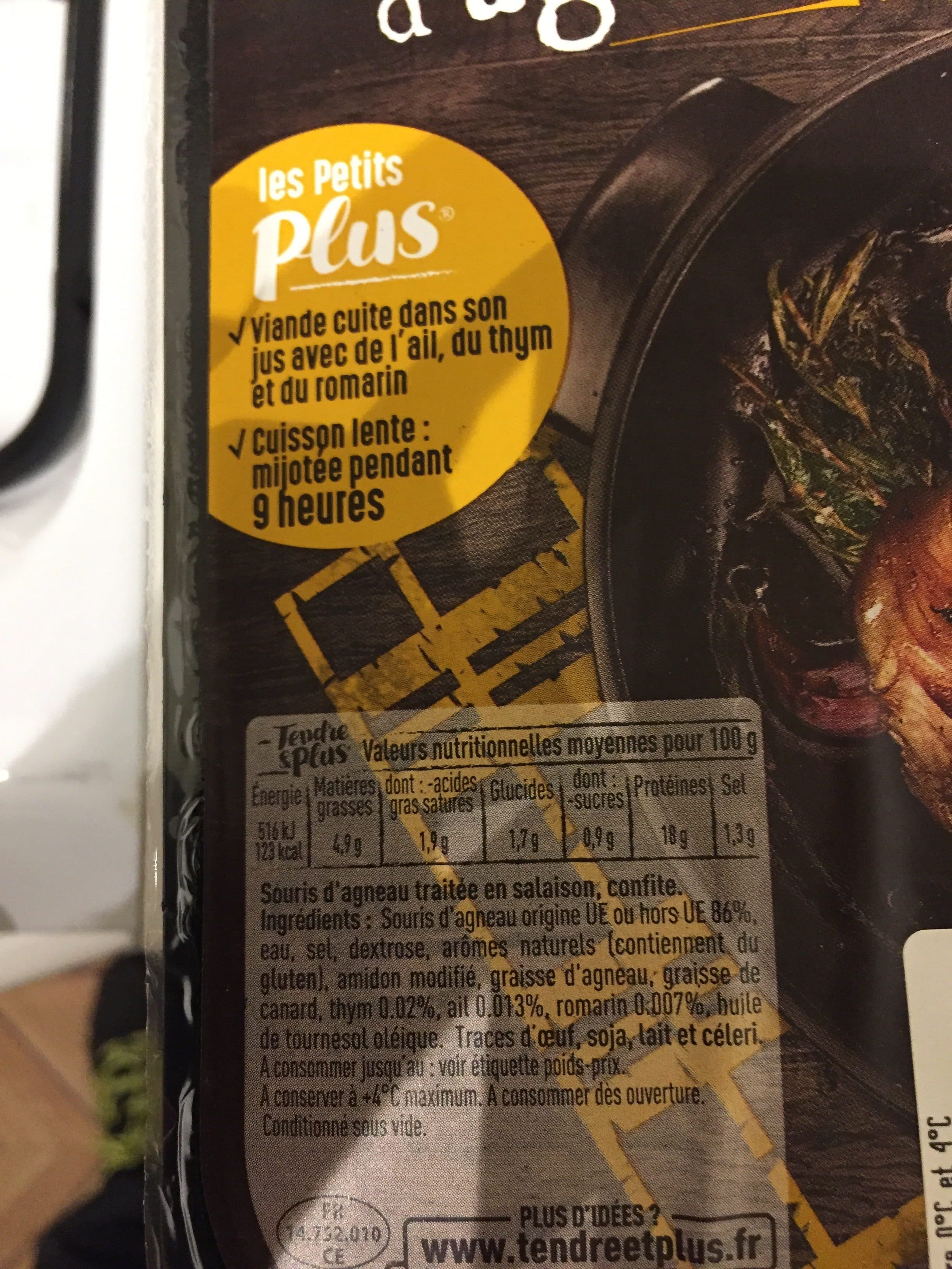 Tendre Et Plus Souris agneau confite packshot