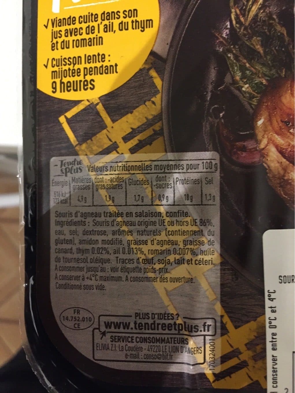 Tendre Et Plus Souris agneau confite packshot