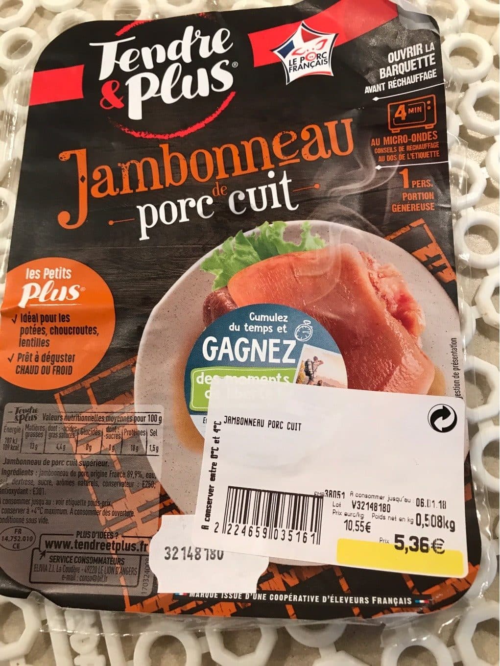 Tendre & Plus Jambonneau porv cuit packshot
