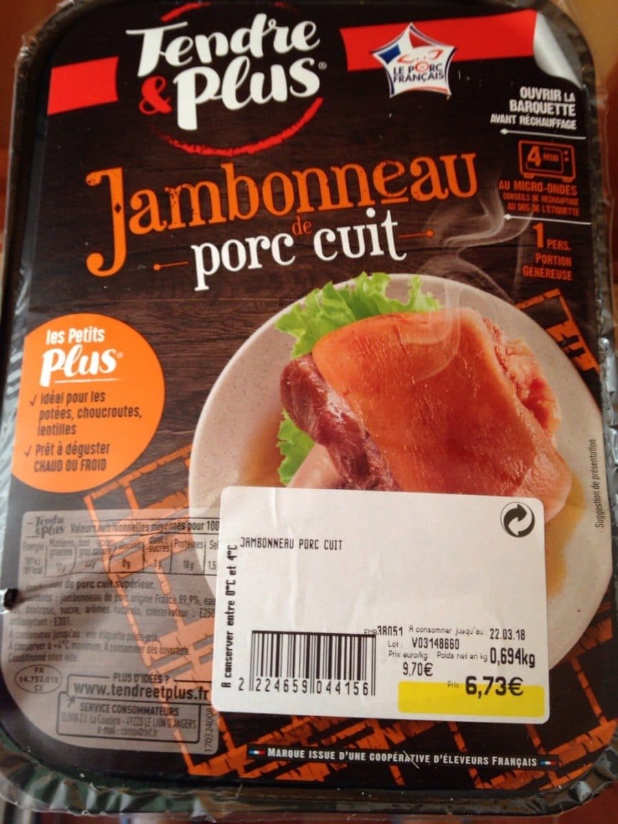 Tendre et plus Jambonneau de porc cuit packshot