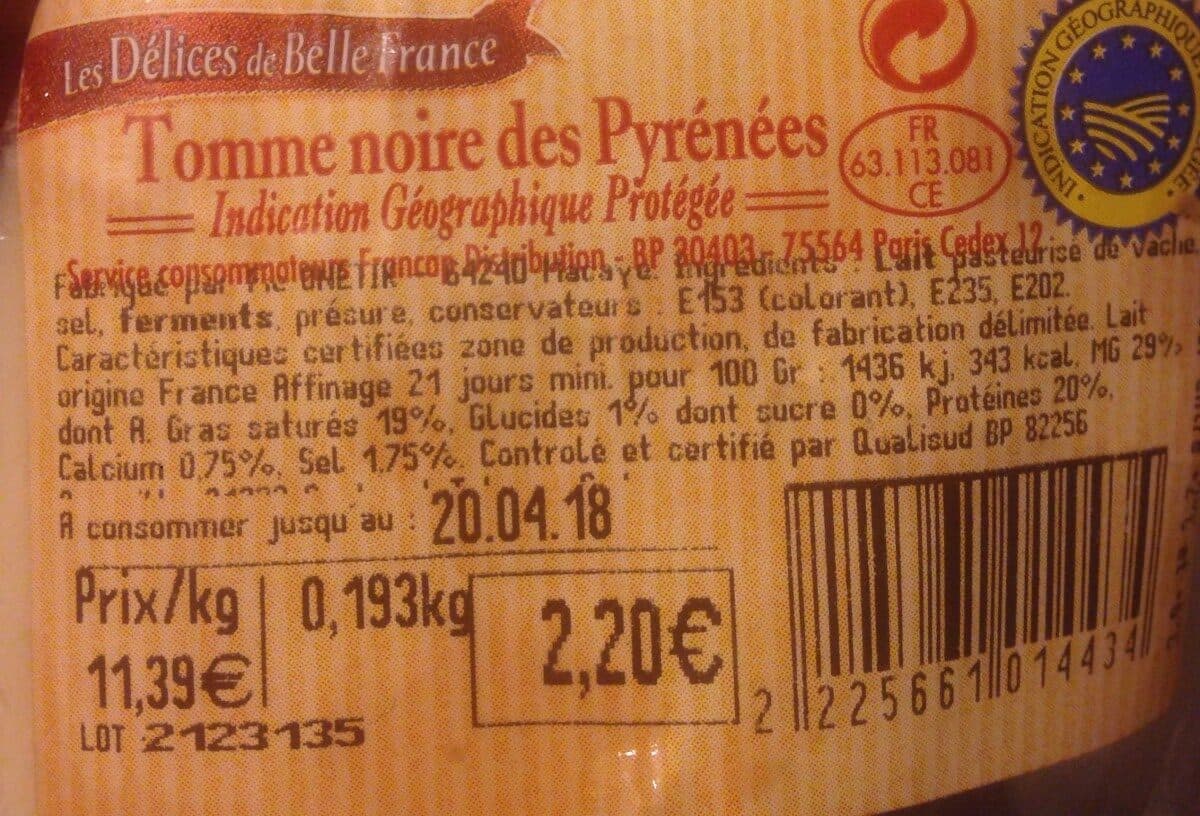 Open Food Facts Tomme noire des Pyrénées packshot