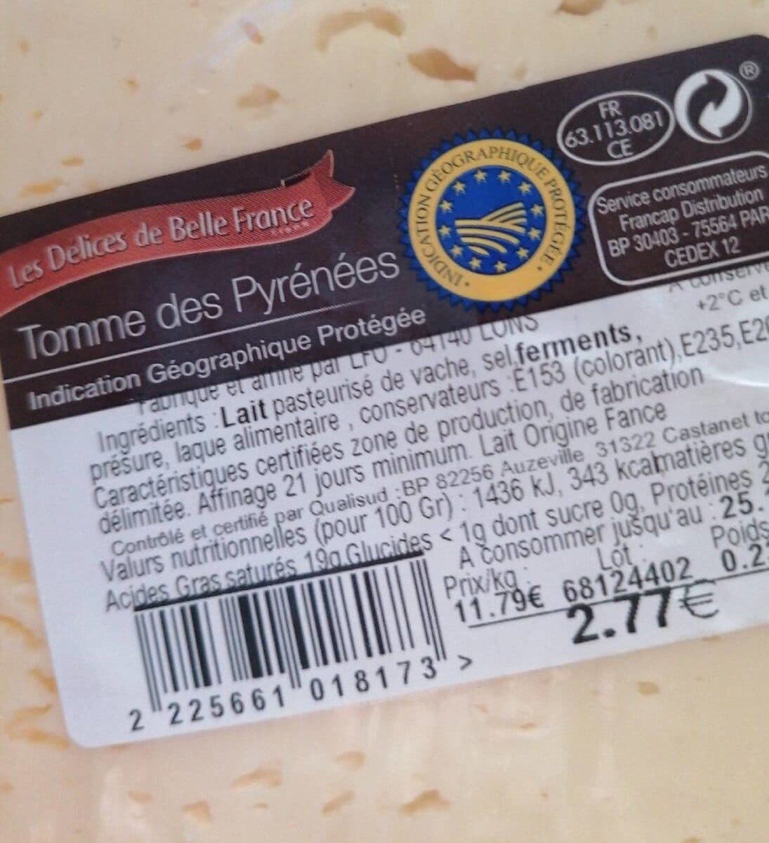 Open Food Facts Tomme des pyrenees packshot