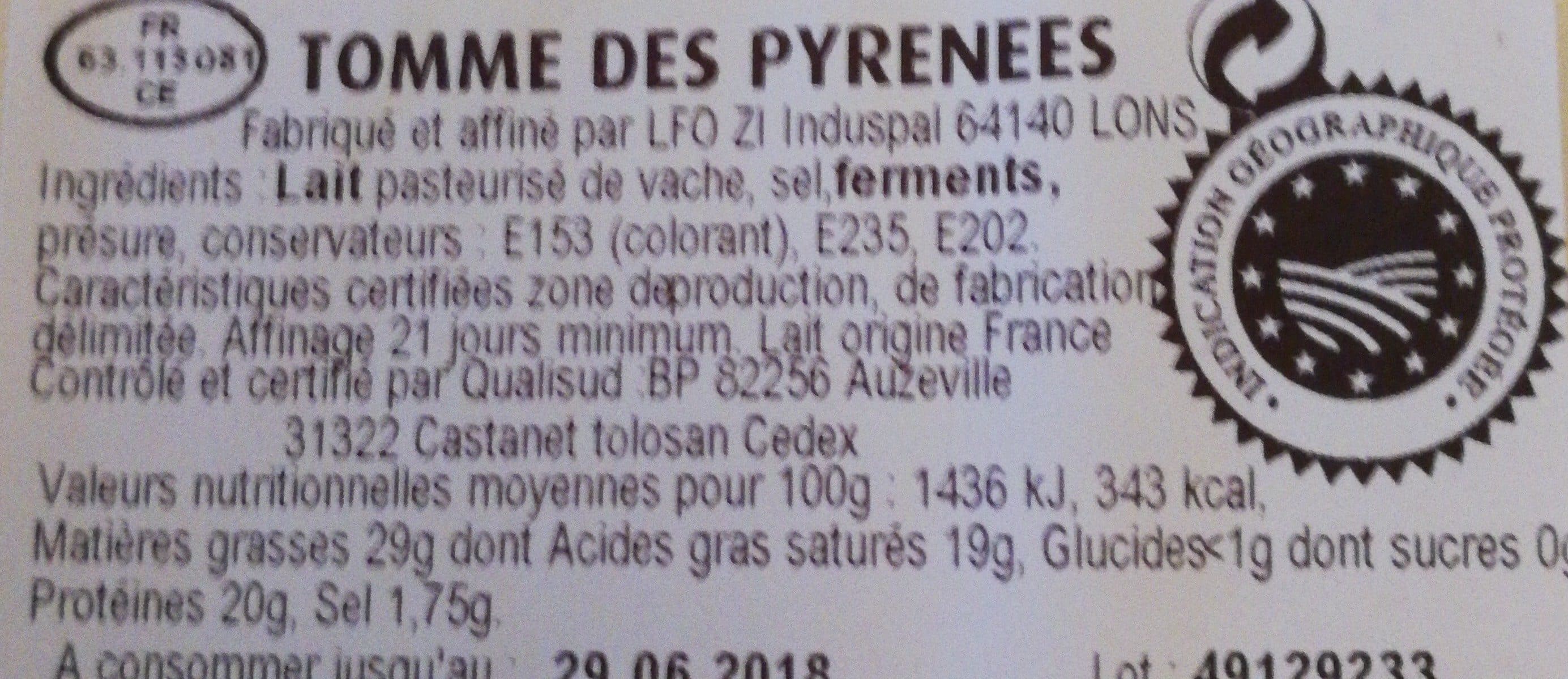 Open Food Facts Tomme des Pyrénées packshot