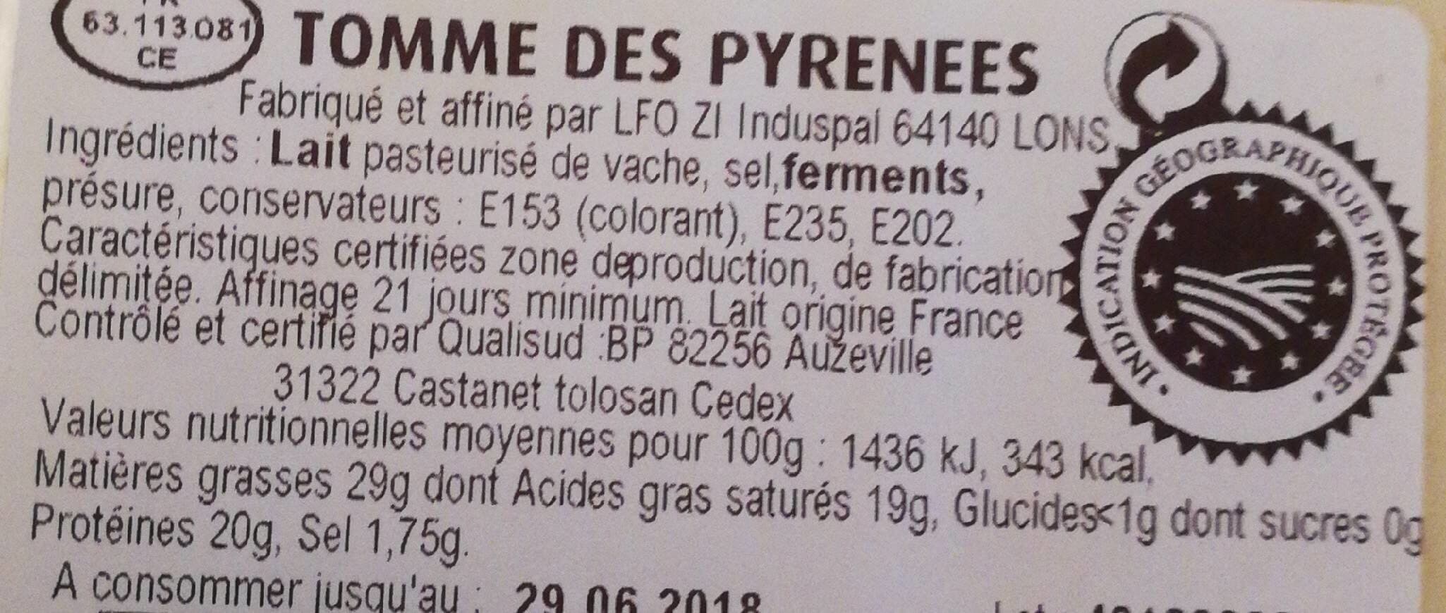 Open Food Facts Tomme des Pyrénées packshot