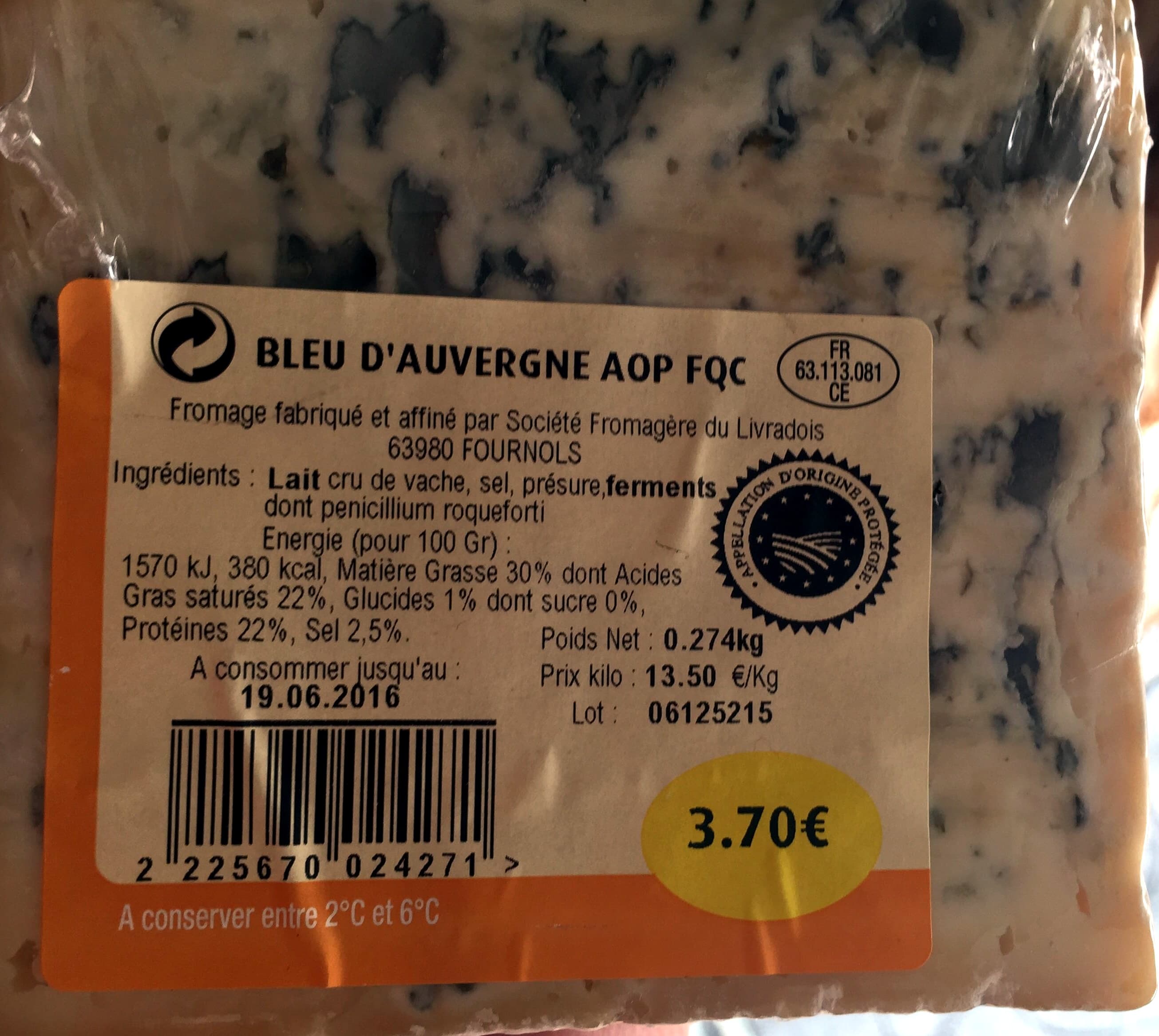 sans marque bleu d'Auvergne AOC (30% MG) packshot