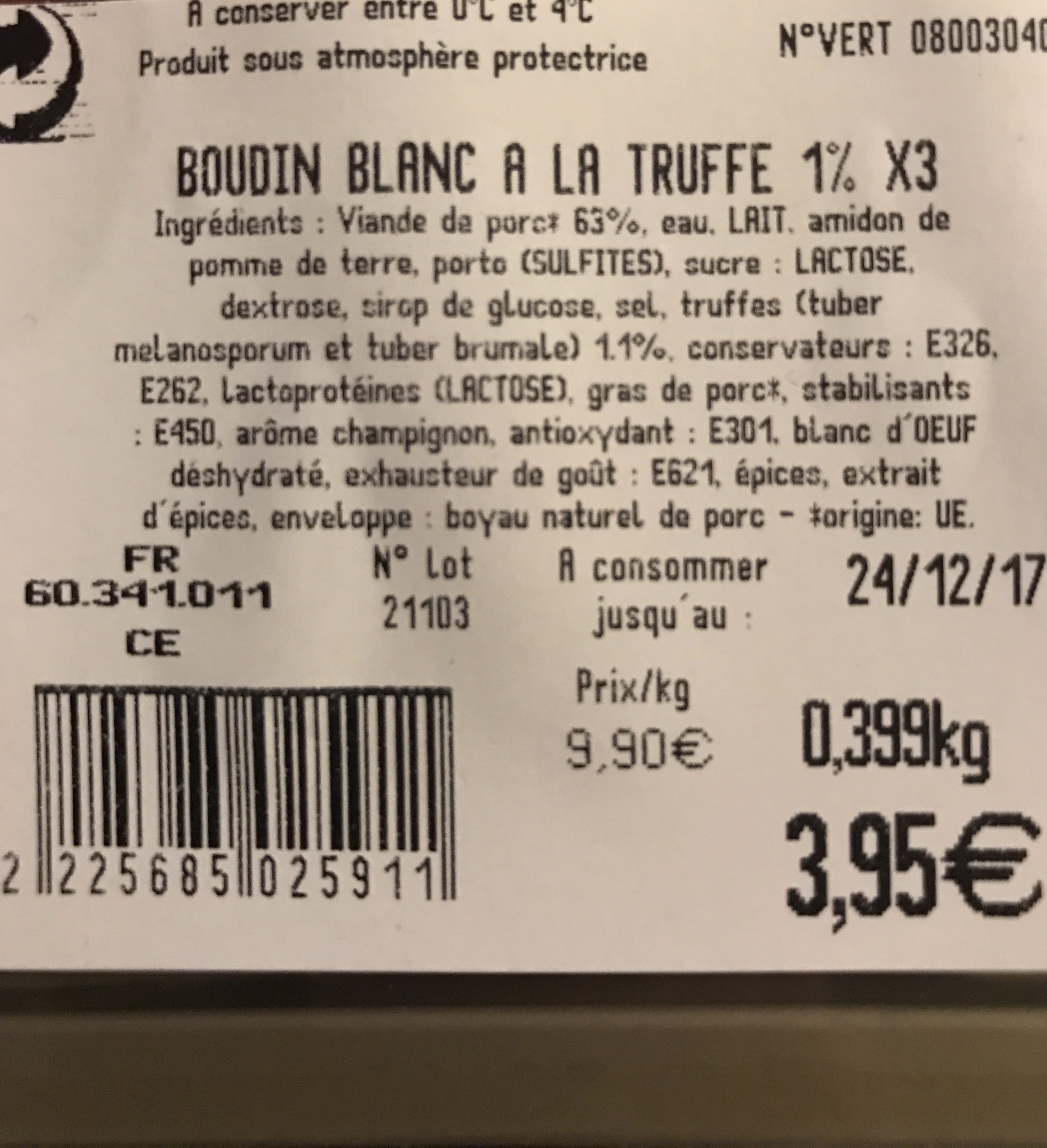 Les Braserades Boudin blanc a la truffe packshot