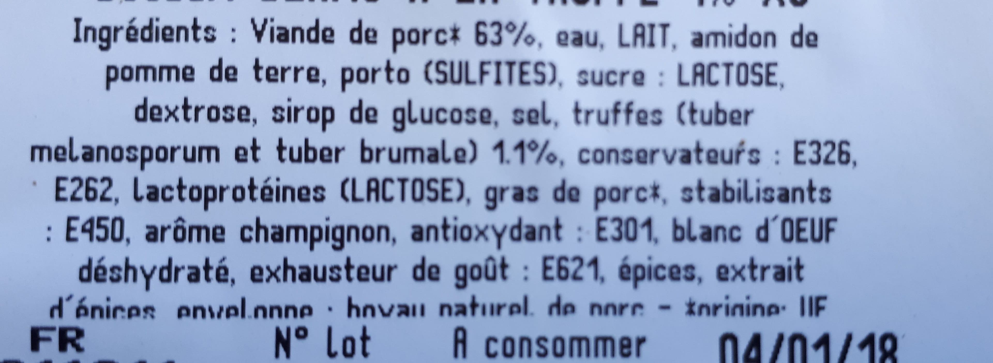 Les Braserades Boudin blanc à la truffe 1% packshot