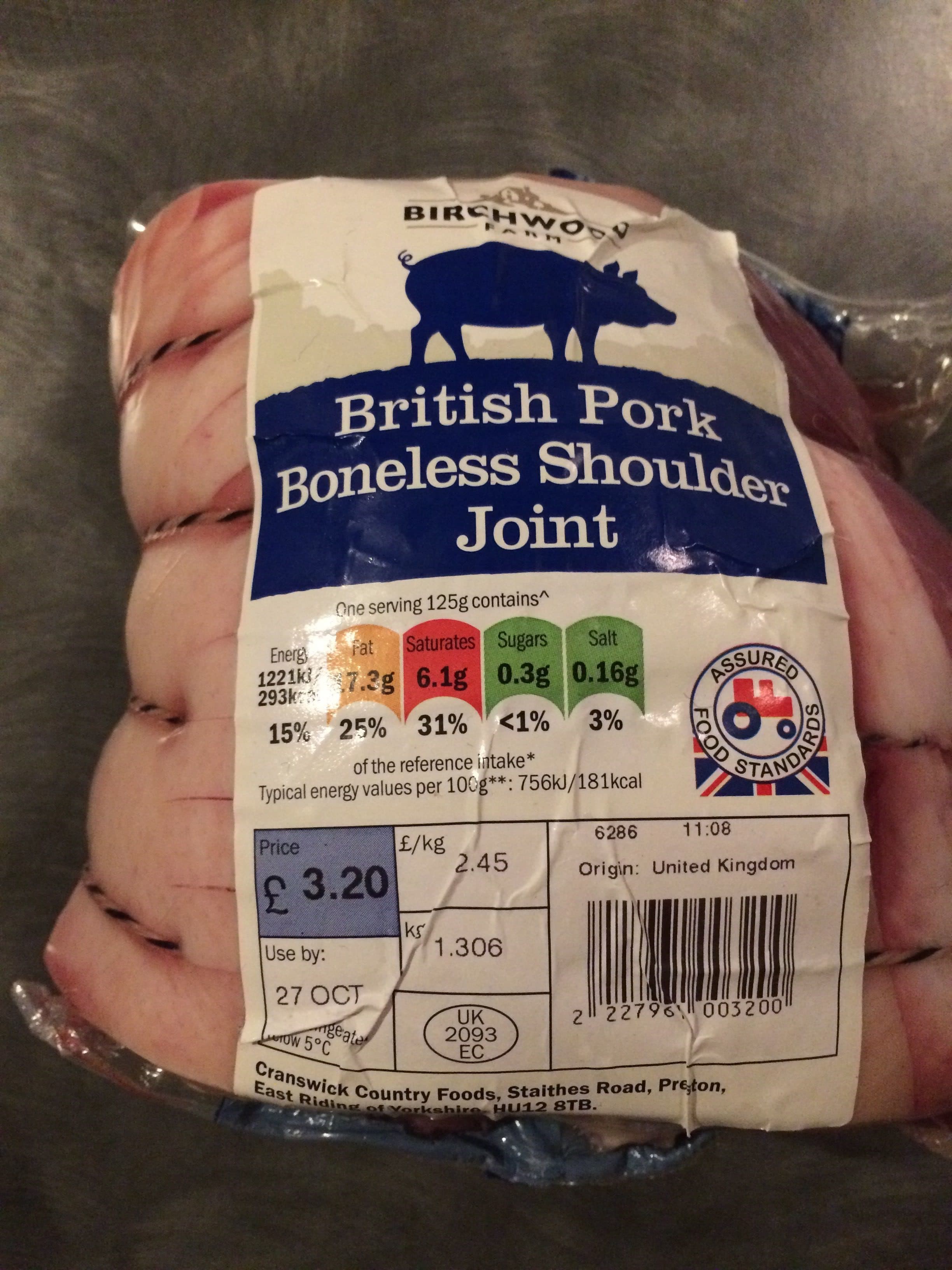 Birchwood Farm British pork boneless shoulder joint packshot