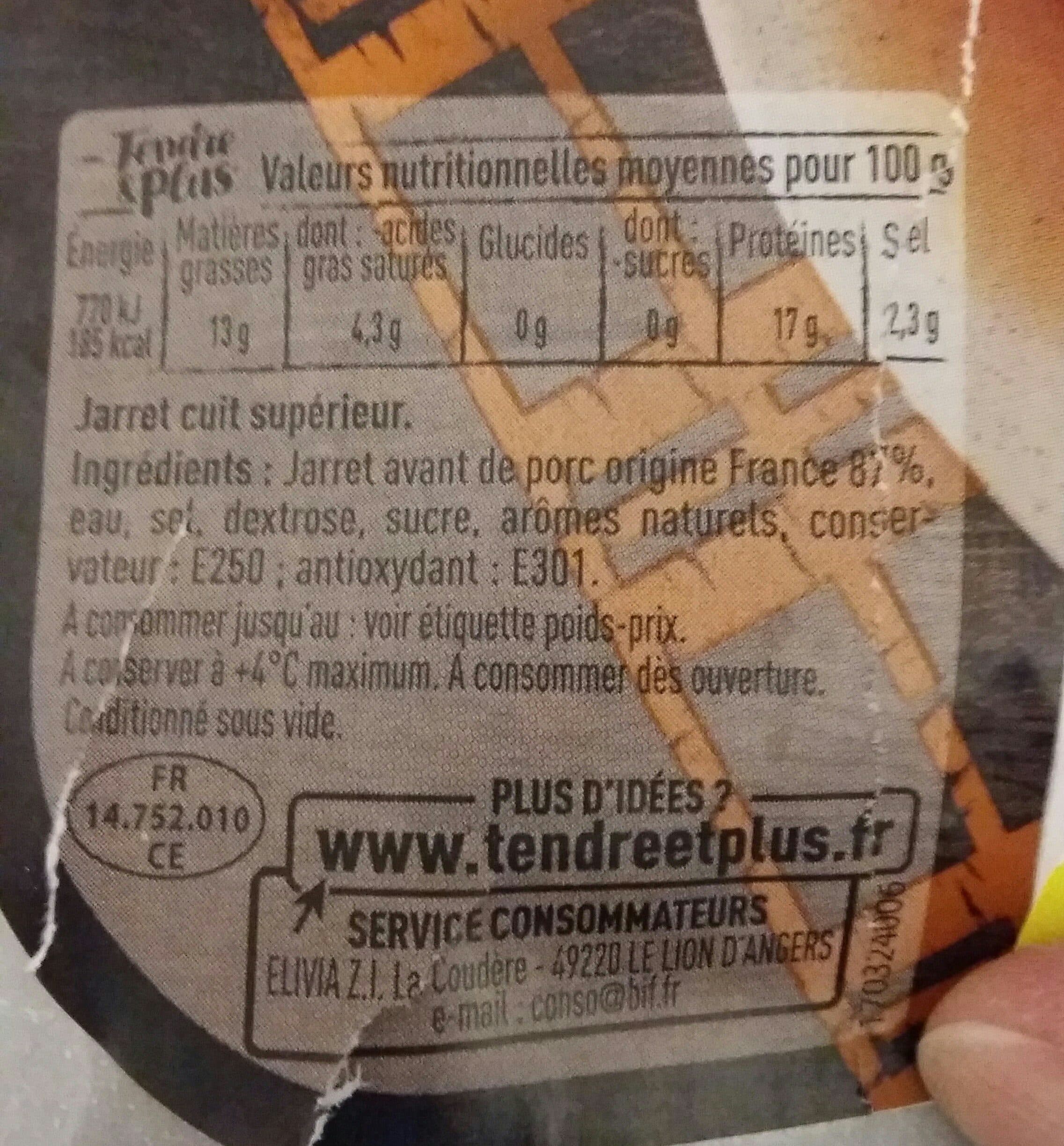 Tendre &plus Jarret cuit supérieur packshot