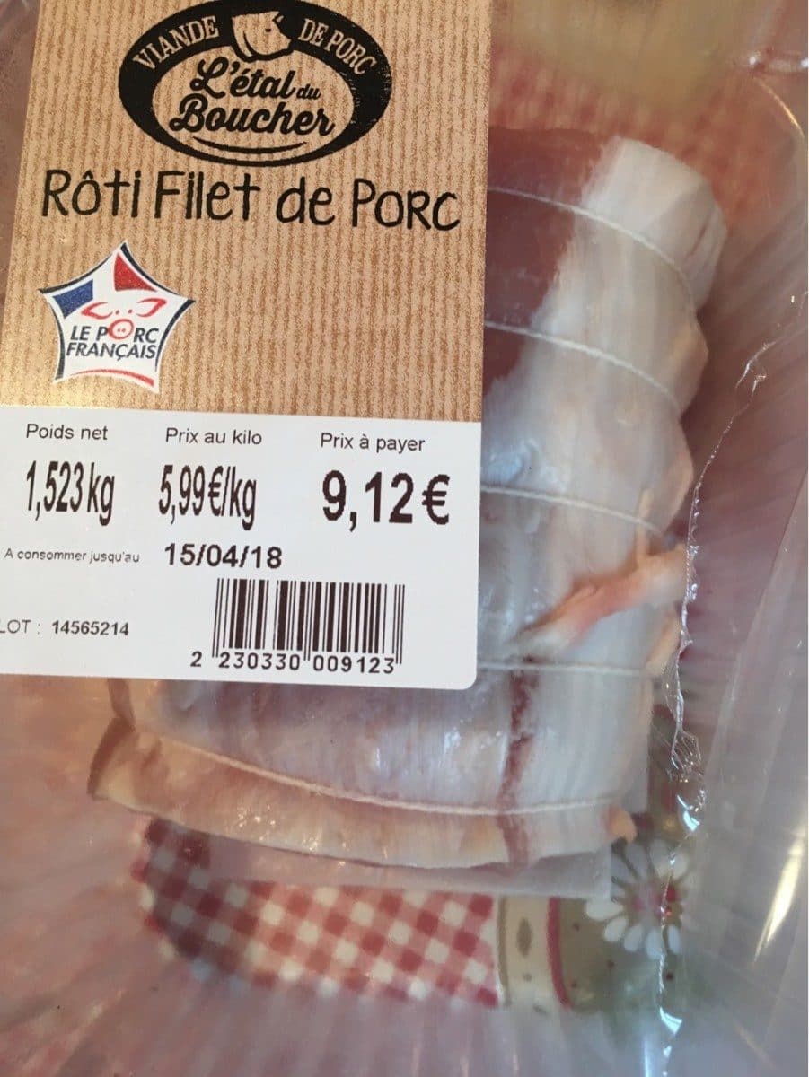 L'Étal du Boucher Roti filet de porc packshot