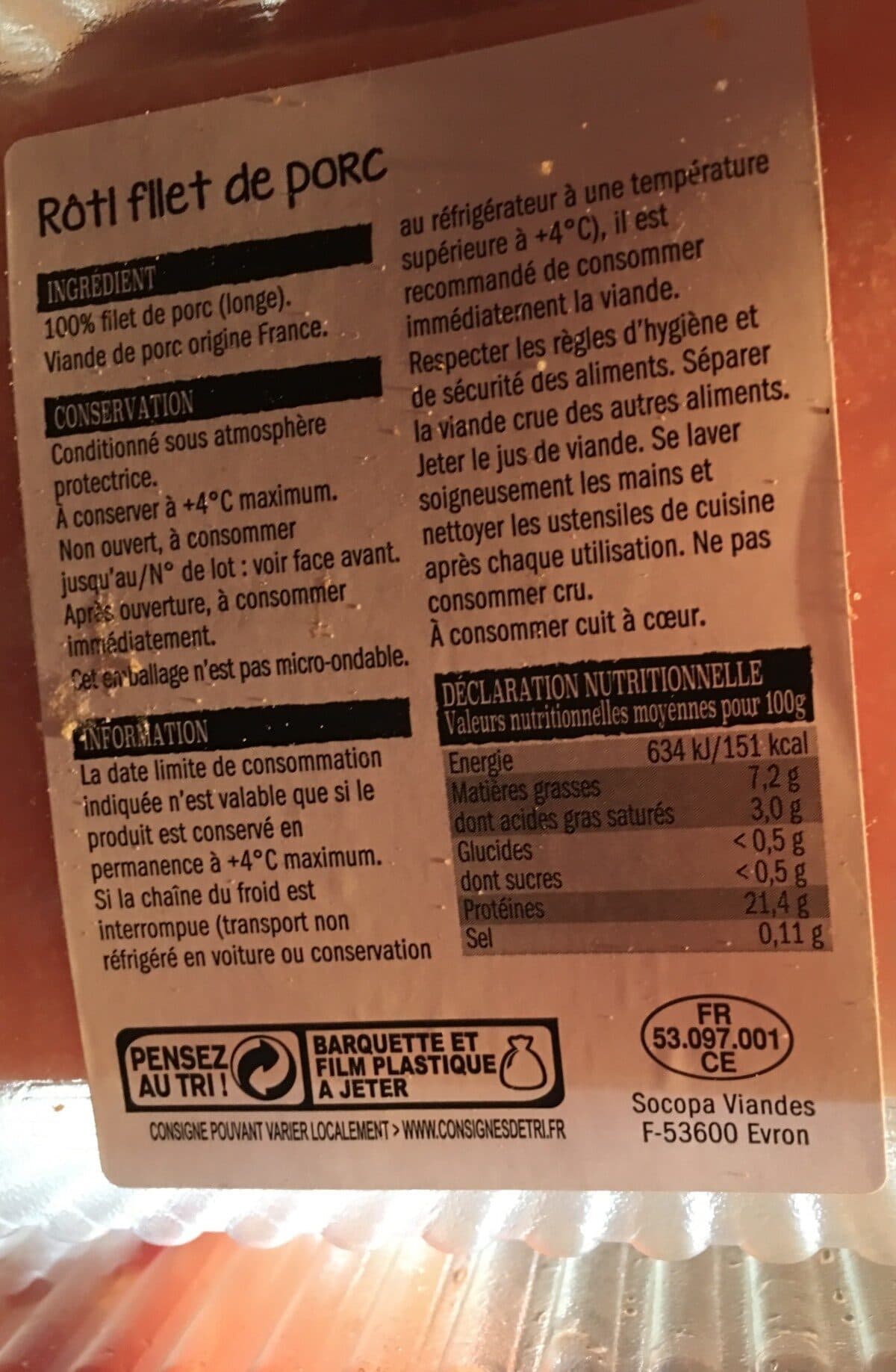 L'Étal du Boucher Roti filet de porc packshot