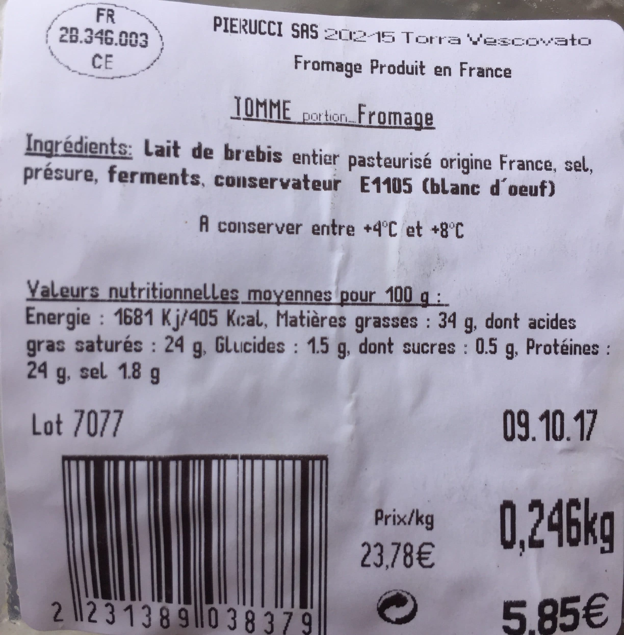 Pierucci Tomme portion fromage packshot