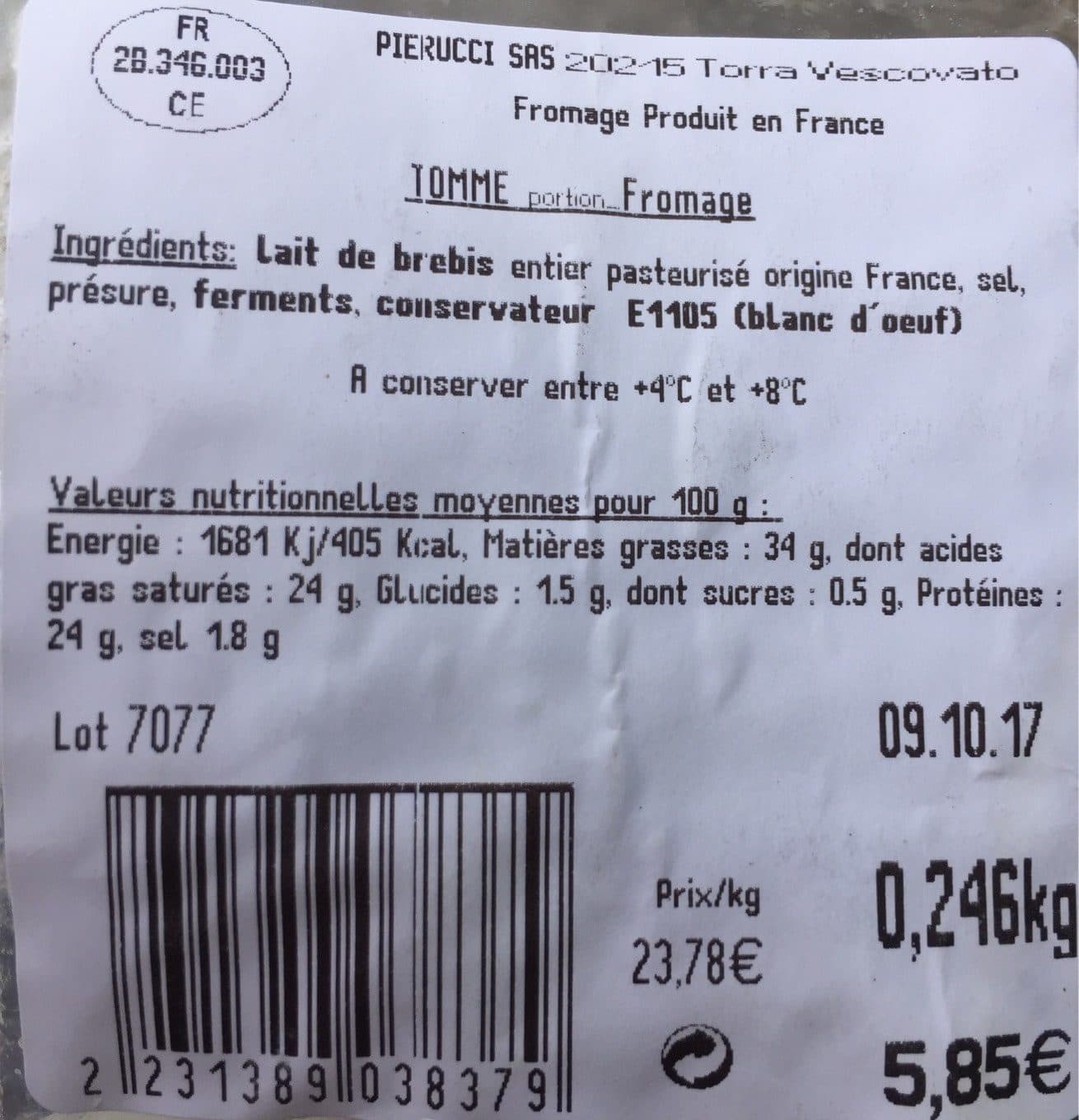 Pierucci Tomme portion fromage packshot