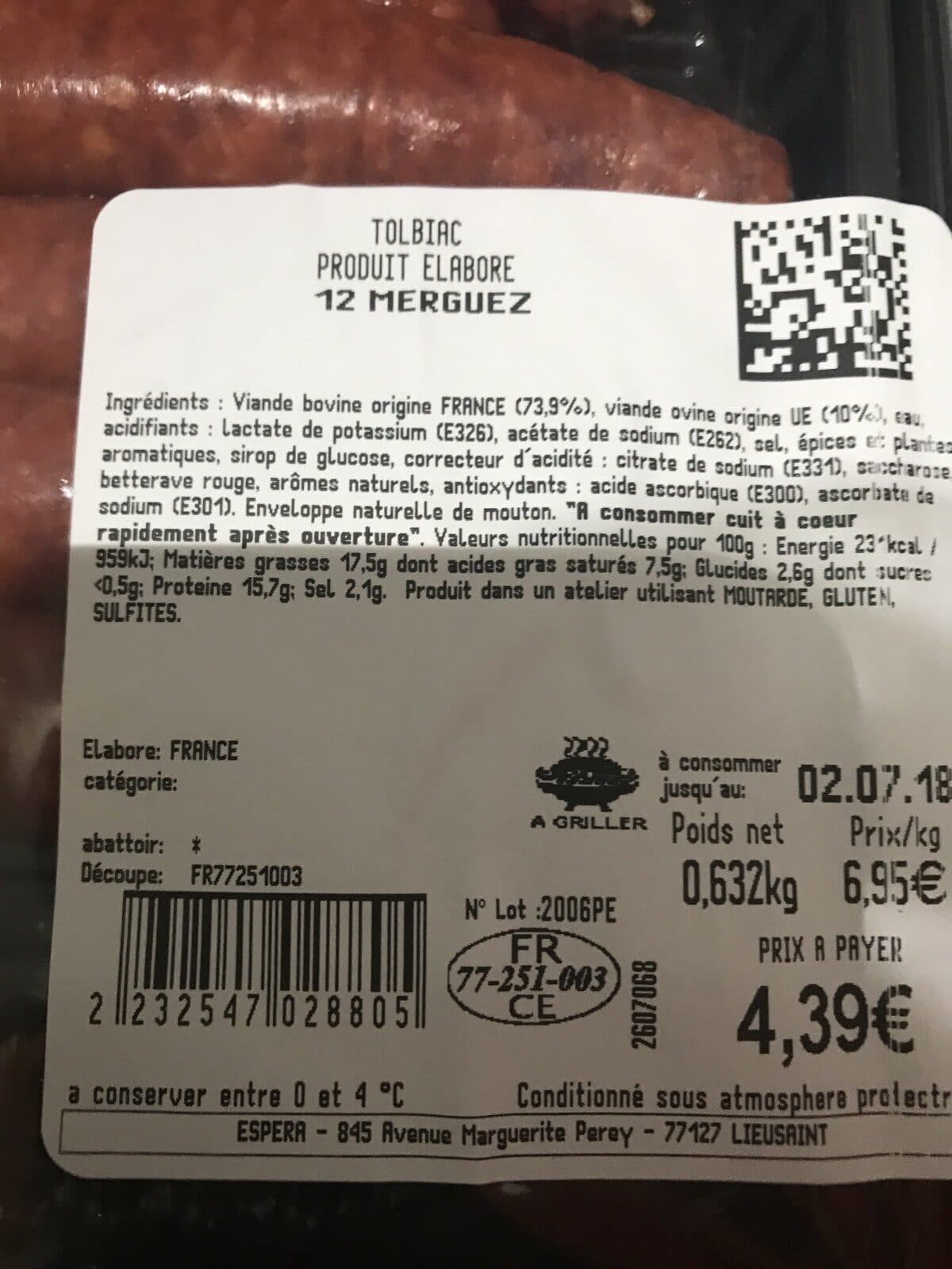 Open Food Facts 12 merguez packshot