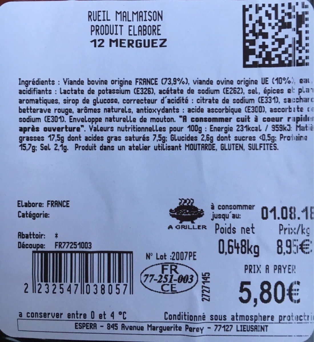 Open Food Facts 12 Merguez packshot