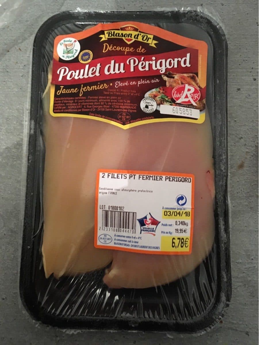 Open Food Facts Poulet fermier du Périgord (2 filets) packshot