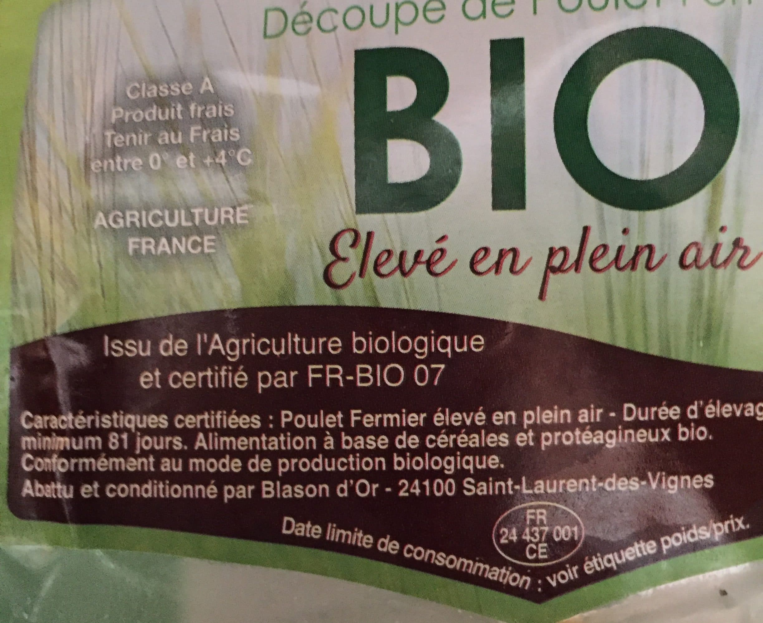 Blason D'or Decoupe de poulet fermier packshot