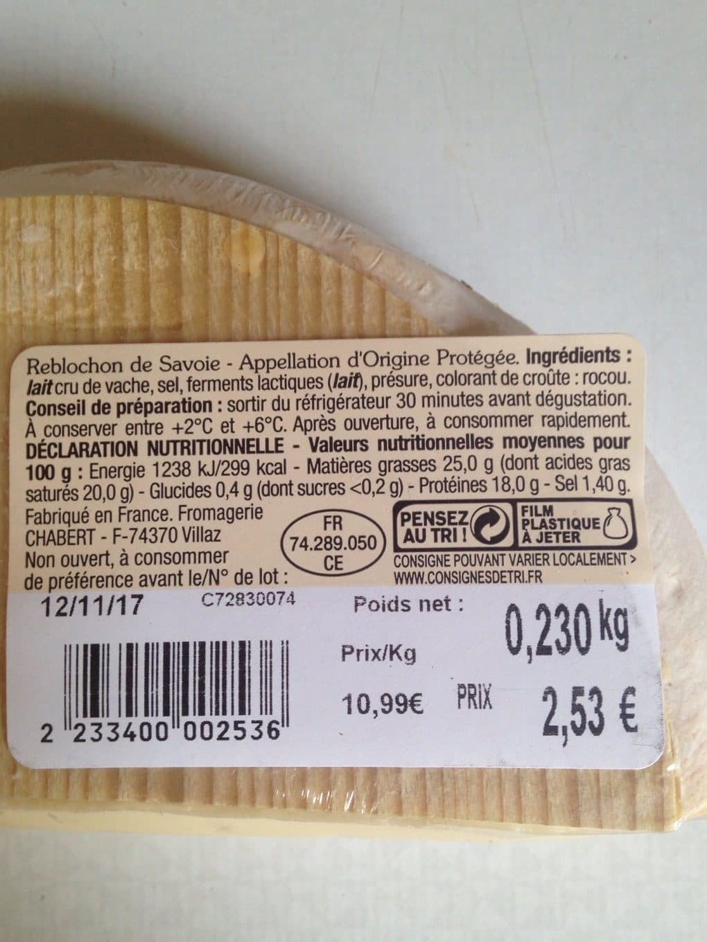 Lidl Reblochon de savoie packshot