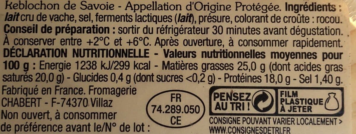 Saveurs de nos regions Reblochon de Savoie packshot