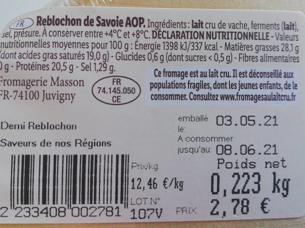 Saveurs de nos Régions Reblochon de savoie packshot