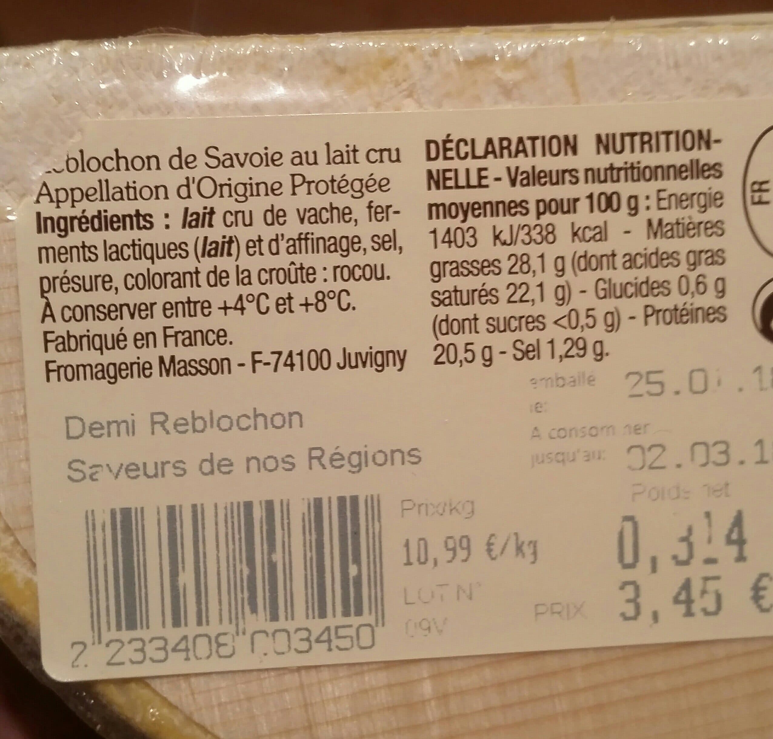 Saveurs De Nos Regions Reblochon de savoie packshot