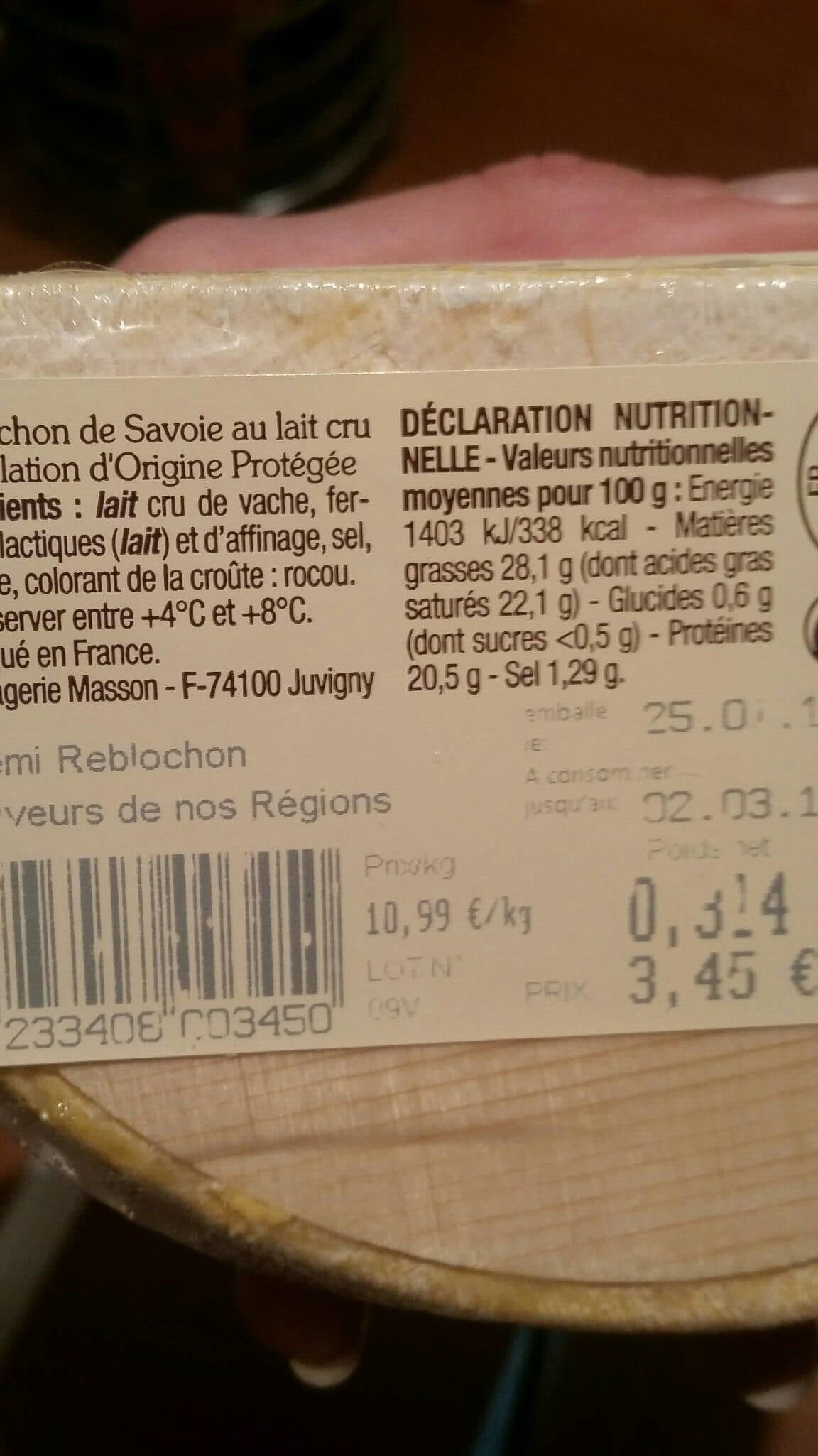Saveurs De Nos Regions Reblochon de savoie packshot