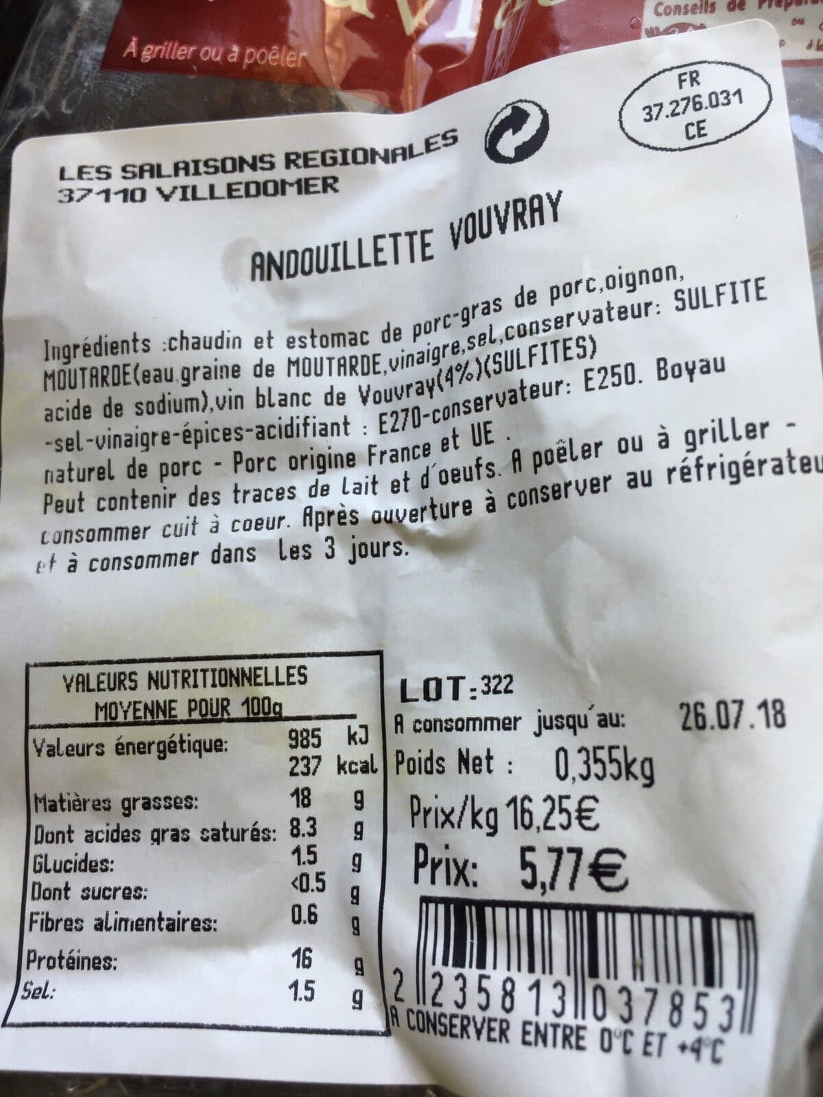 Open Food Facts Andouillette au vin de vouvray packshot