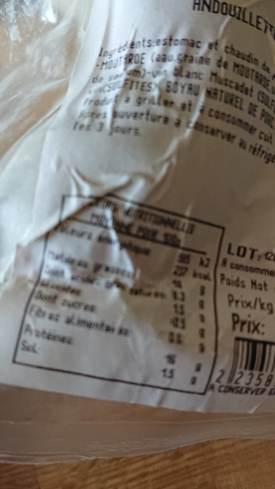 Open Food Facts Andouillettes au muscadet packshot