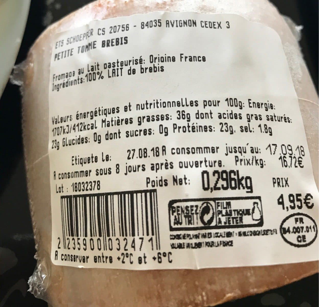 Open Food Facts Tomme de brebis packshot