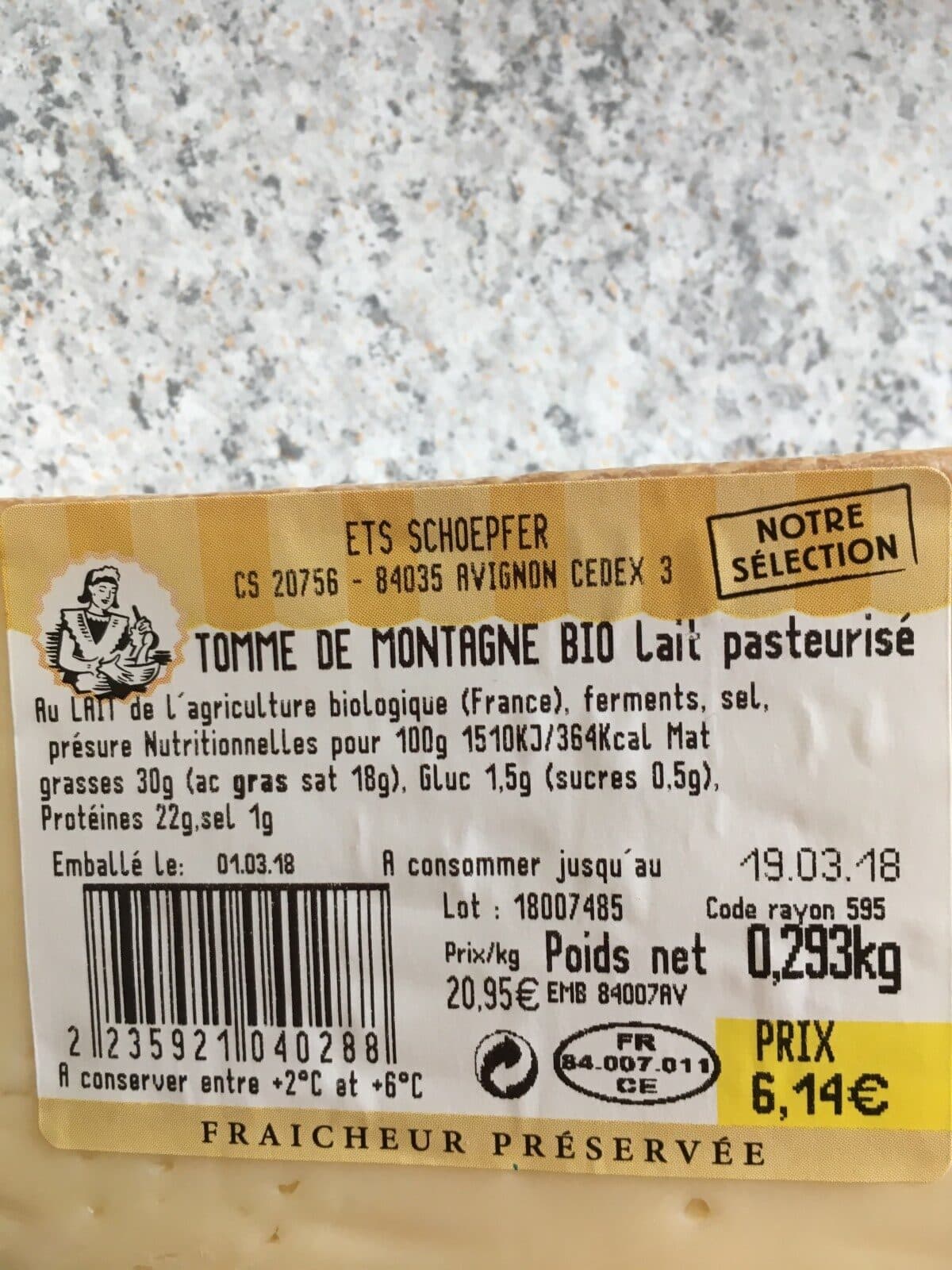 Open Food Facts Tomme de montagne packshot