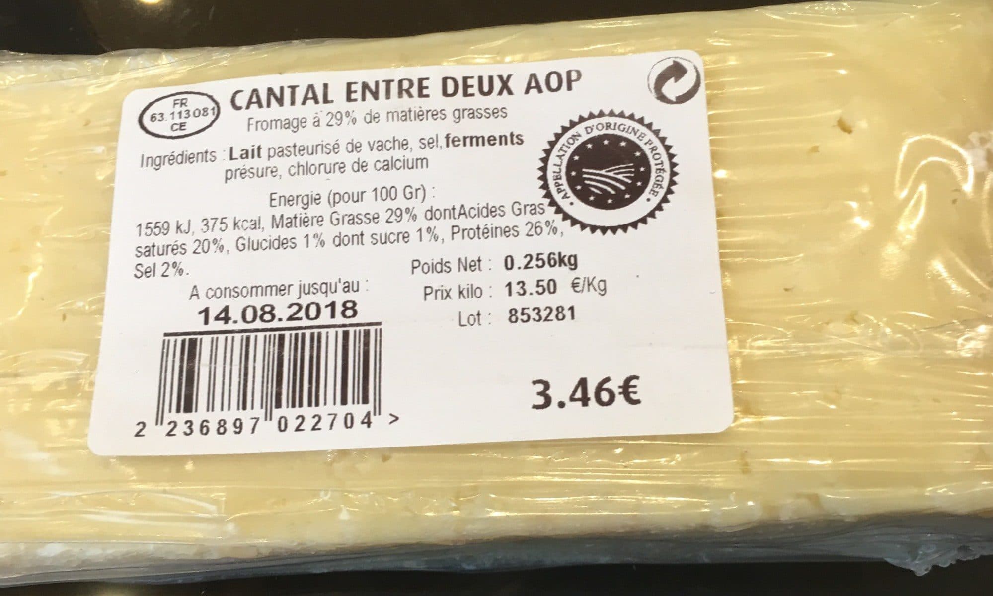 Open Food Facts Cantal entre deux packshot