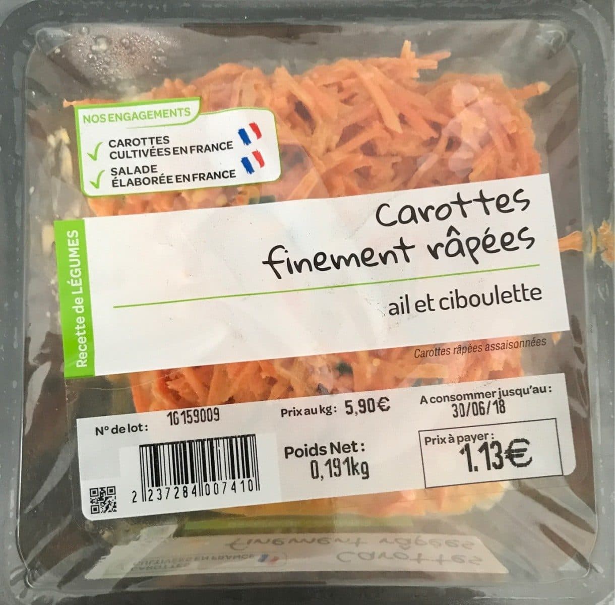 Open Food Facts Carottes finements râpées packshot
